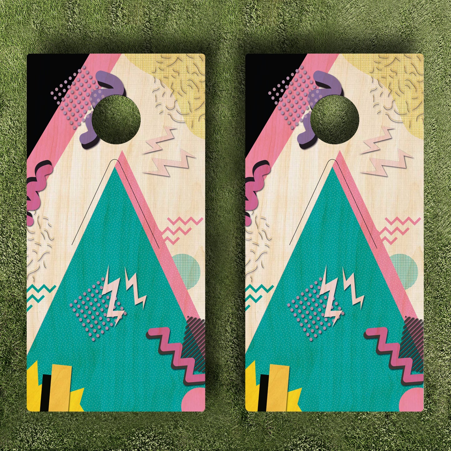 90s Geometric Cornhole Boards