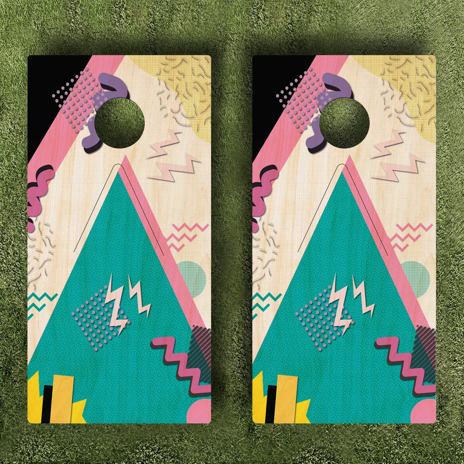 90s Geometric Cornhole Boards
